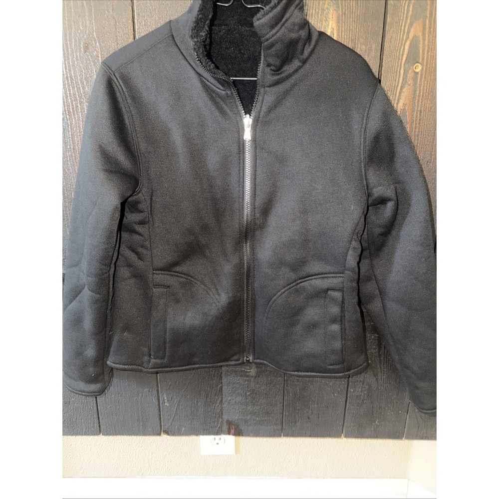 Unbranded Reversible Jacket Women's Size Small Black Fleece Casual Zip S